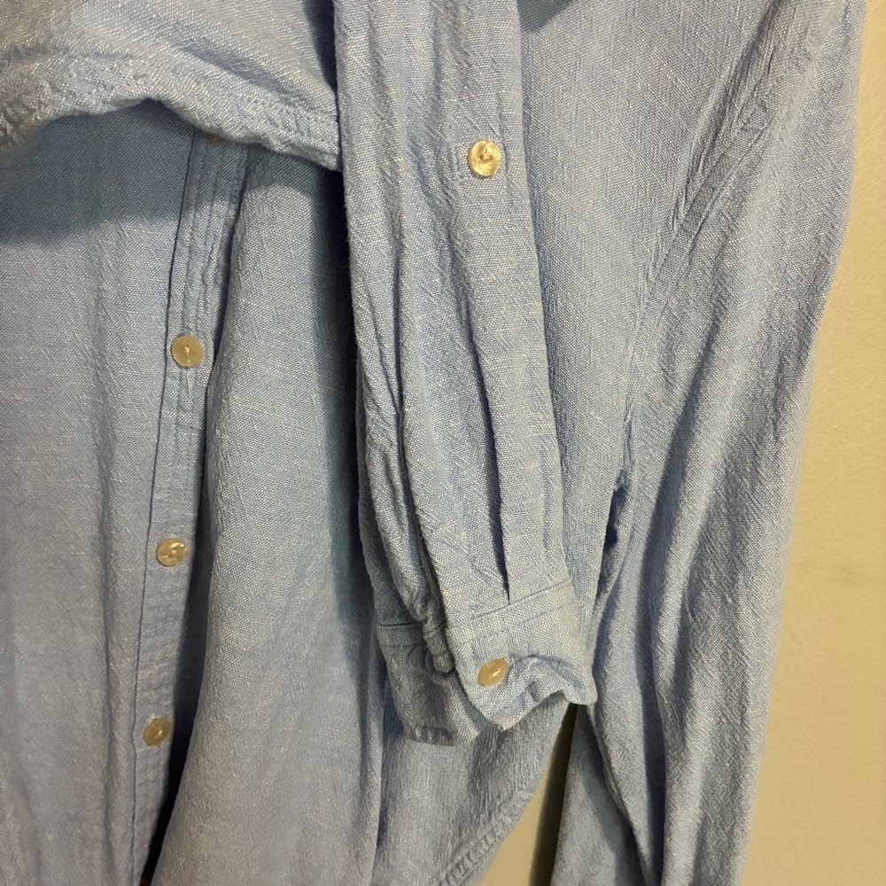 Orvis Light Blue Linen Blend Button-Up Women’s Shirt Size Large Lightweight - Picture 8 of 10